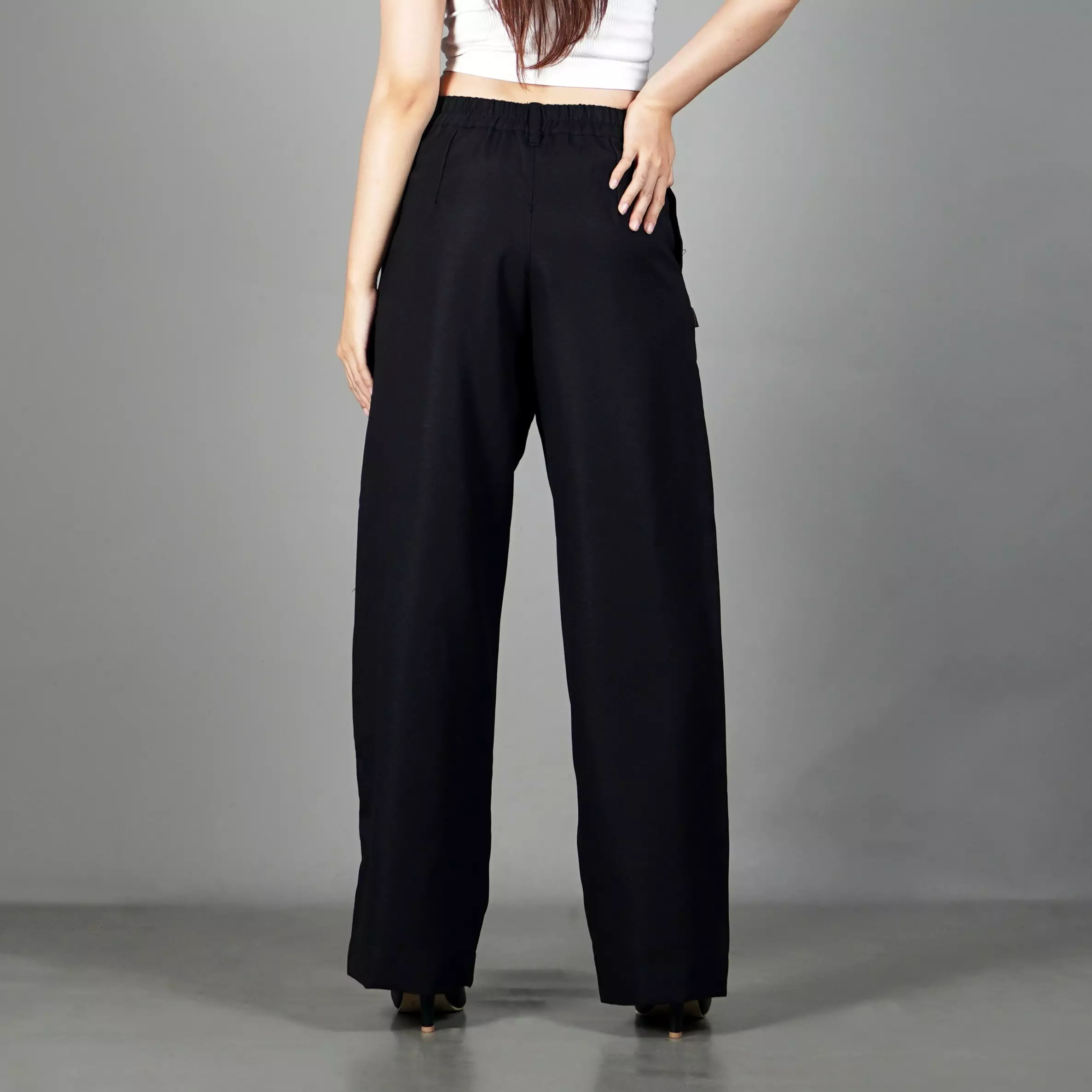 NOVI Celana Wanita Panjang Celana Kulot Cullote Pants - HITAM