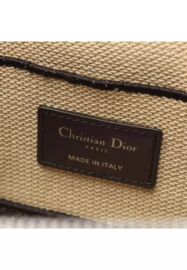 Pre-Loved Christian Dior DIORTRAVEL Small vanity vanity bag canvas beige black 2WAY