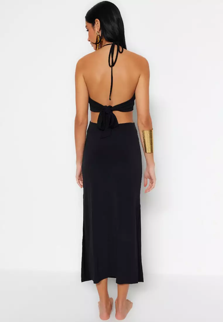 Fitted Cut Out Halter Beach Dress