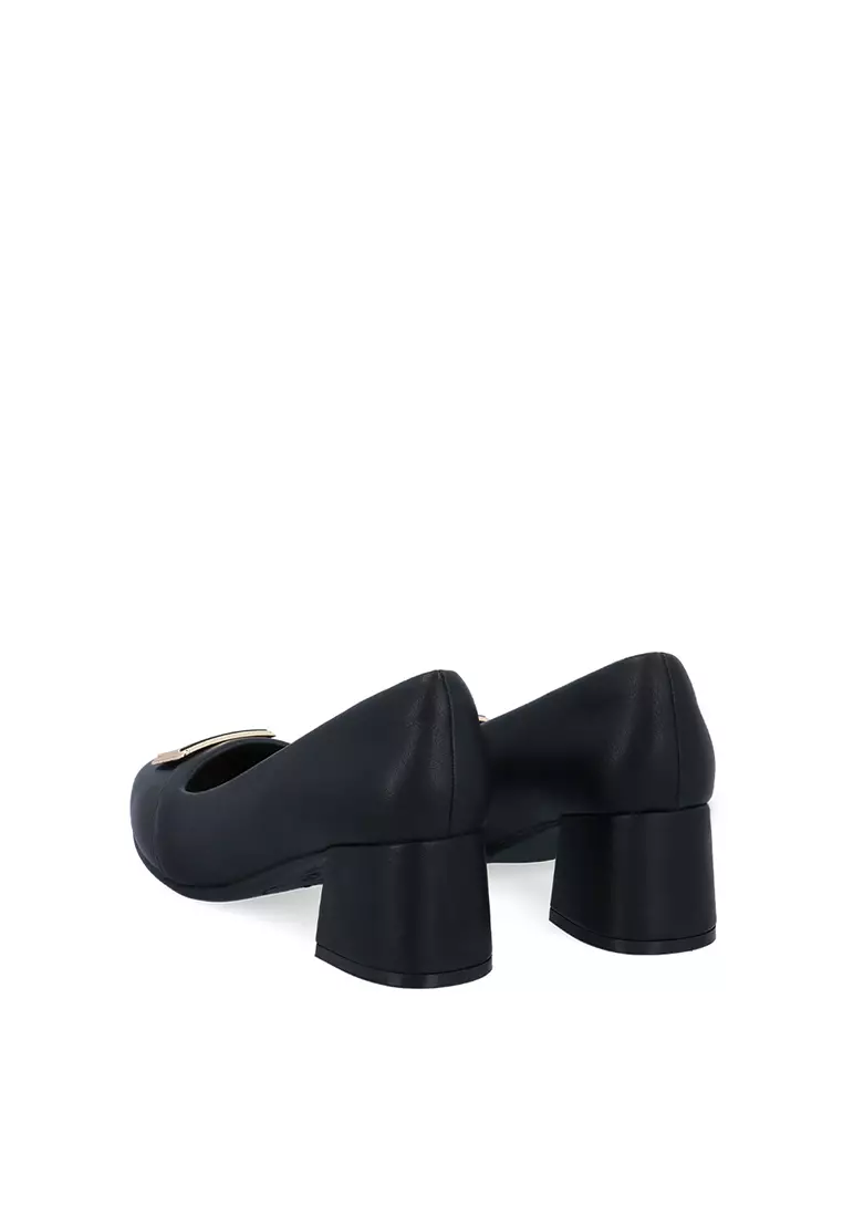 Black Florence Block Heel Pumps