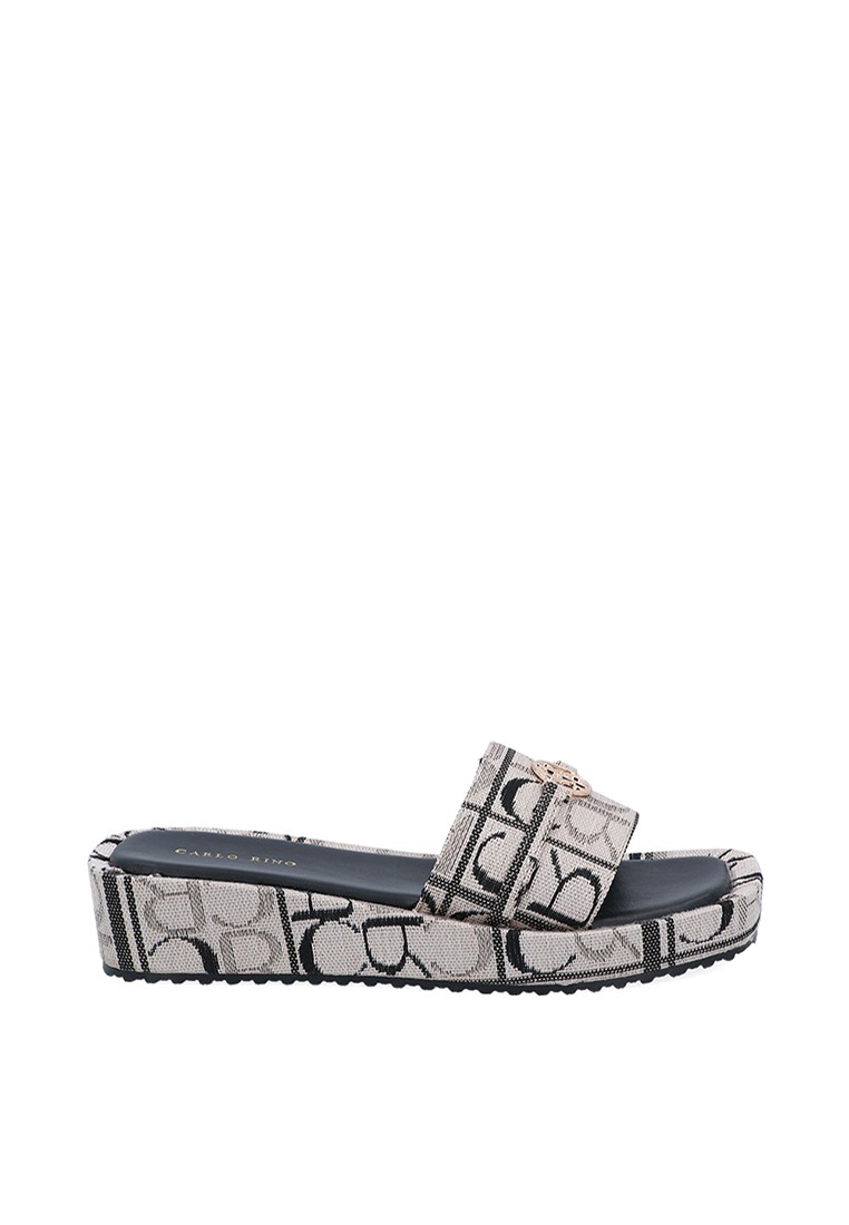 Black CR Motiff Platform Slider