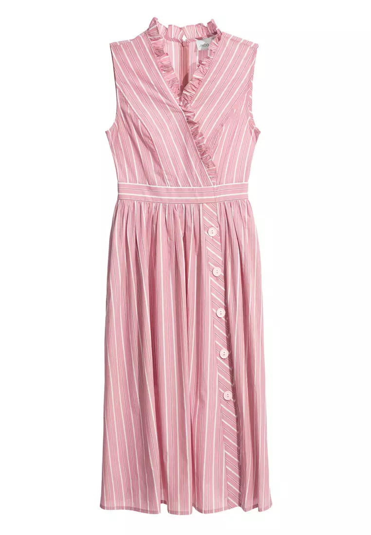 Stripe Print Ruffle Detail Dress