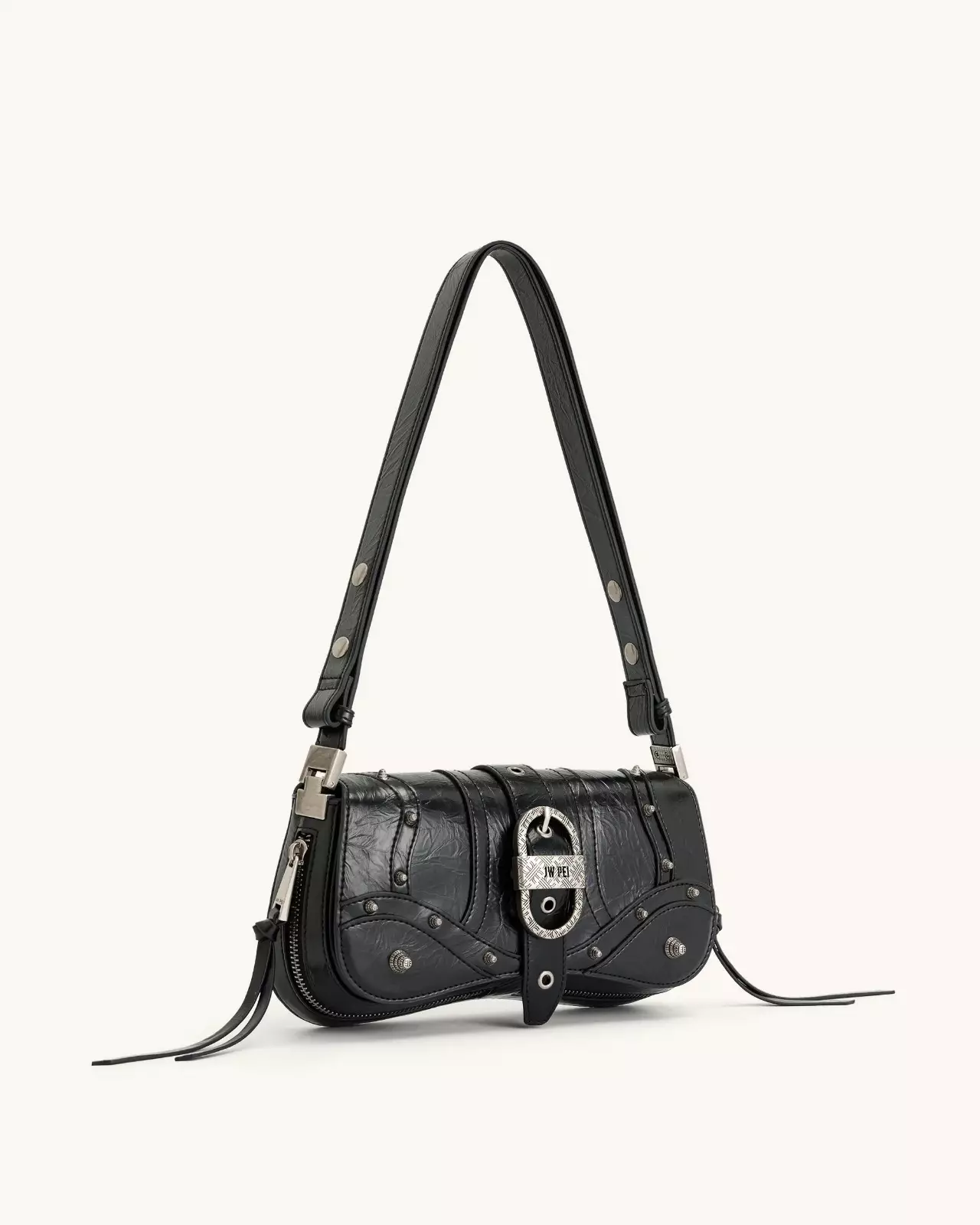 Tessa Crushed Shoulder Bag - Black Online Shopping - JW Pei