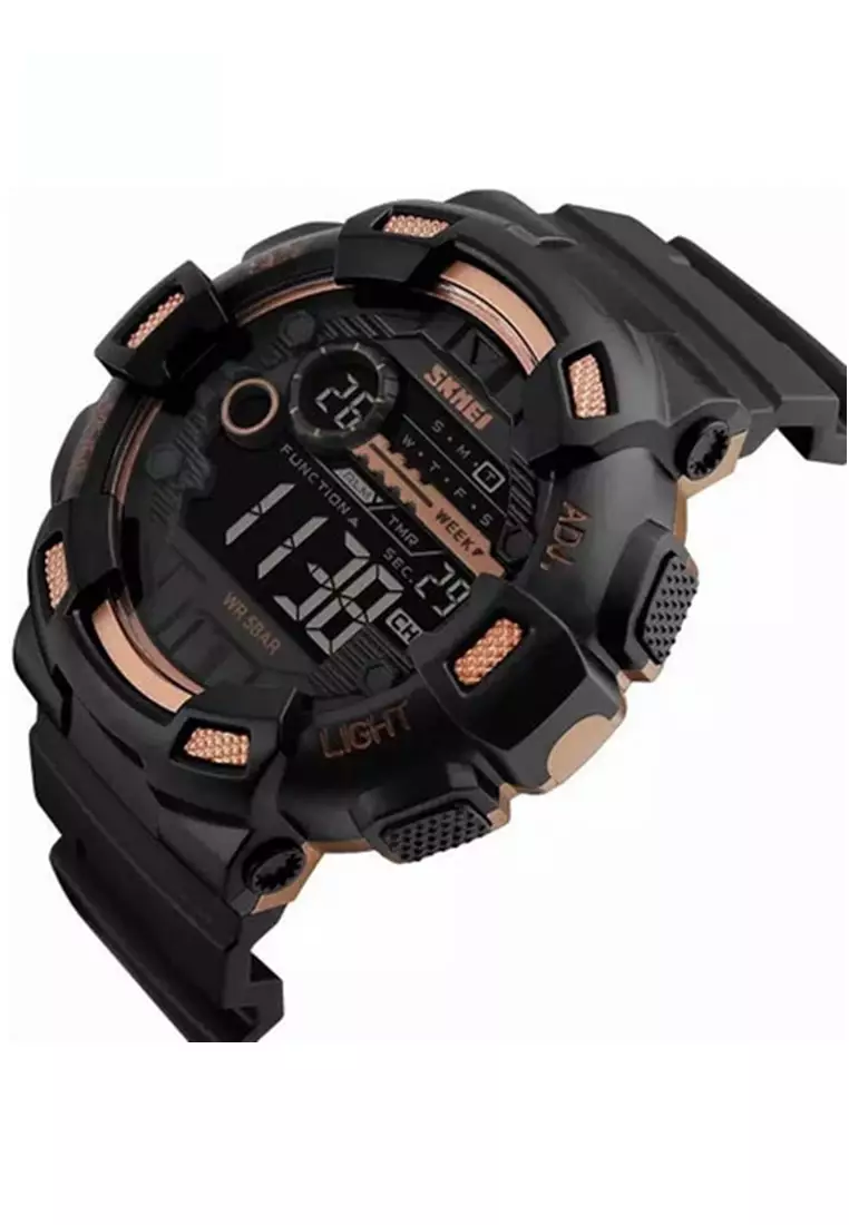 Jam Tangan Casual Digital Pria Waterproof Many Function Strap Tali Material PU GF43 ORIGINAL