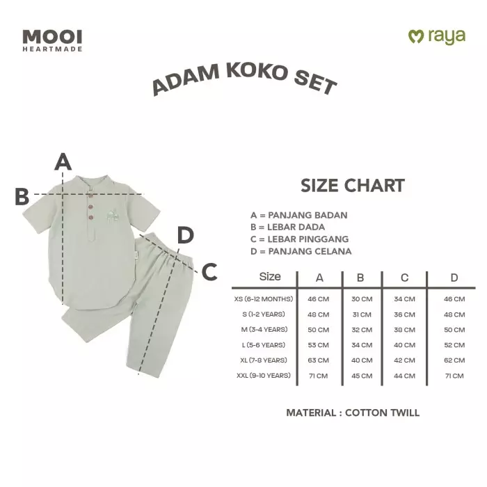 Mooi Adam Koko Set Setelan Koko Anak Raya Collection V1 - Greyish Brown