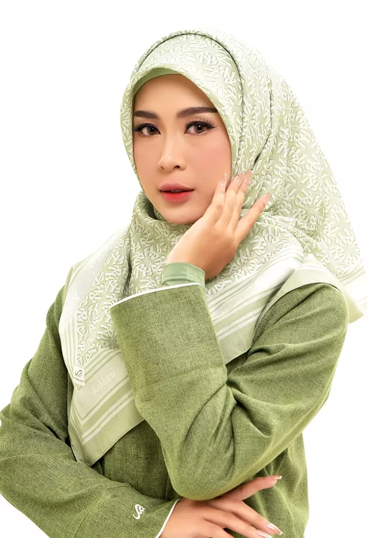 Rabbani - Kerudung Segi Empat Motif Tetra Arina AL - Olive