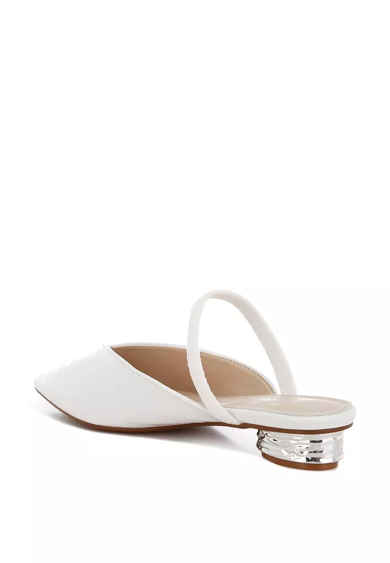 Fantasy Heel Croco Mules In White