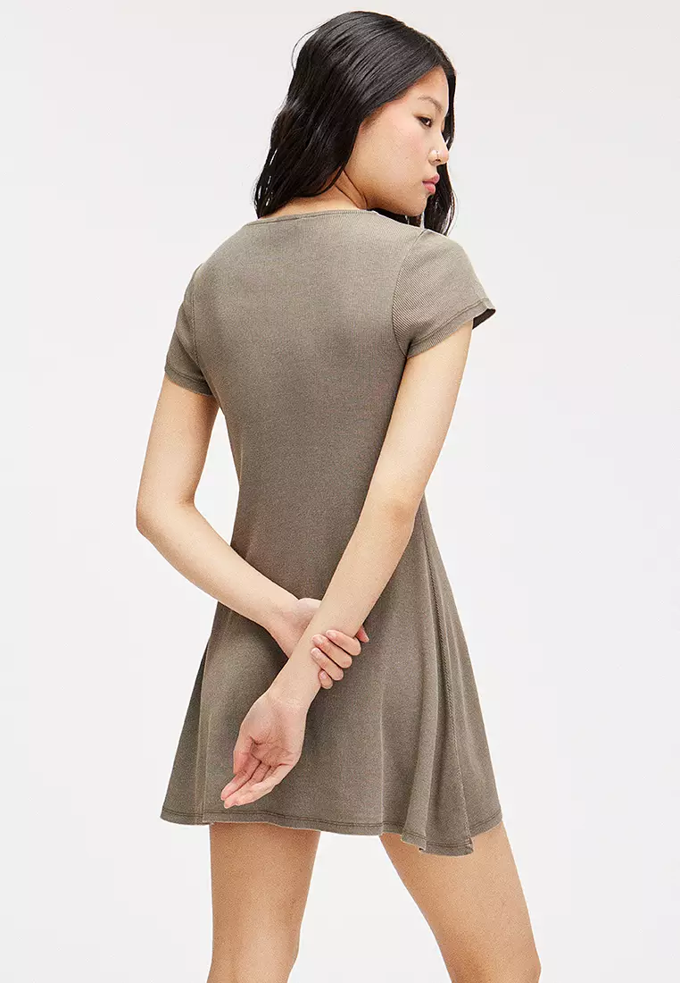 Monki Ribbed Dress Buy Monki Rib Square Neck Tee Dress Online