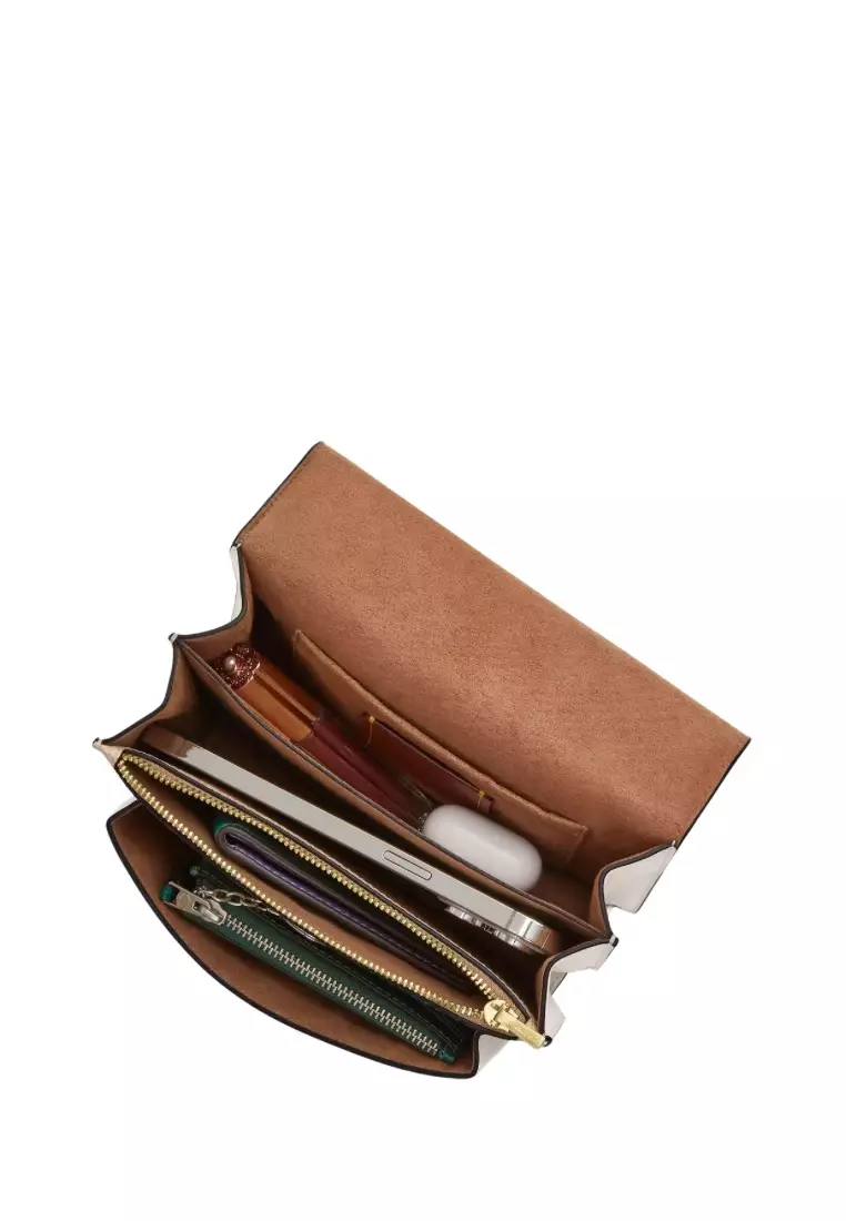 Mini Klare Crossbody Bag in Signature Canvas Gold Sand Chalk