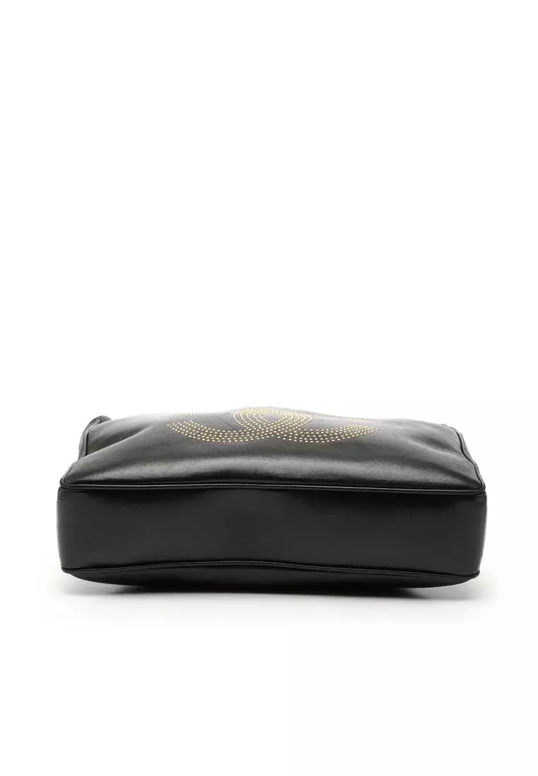 Pre-Loved Chanel Lambskin Cc Studded Logo Tote