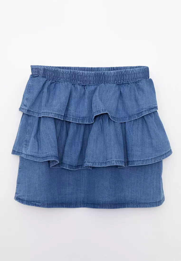 Elastic waist 2025 jean skirt