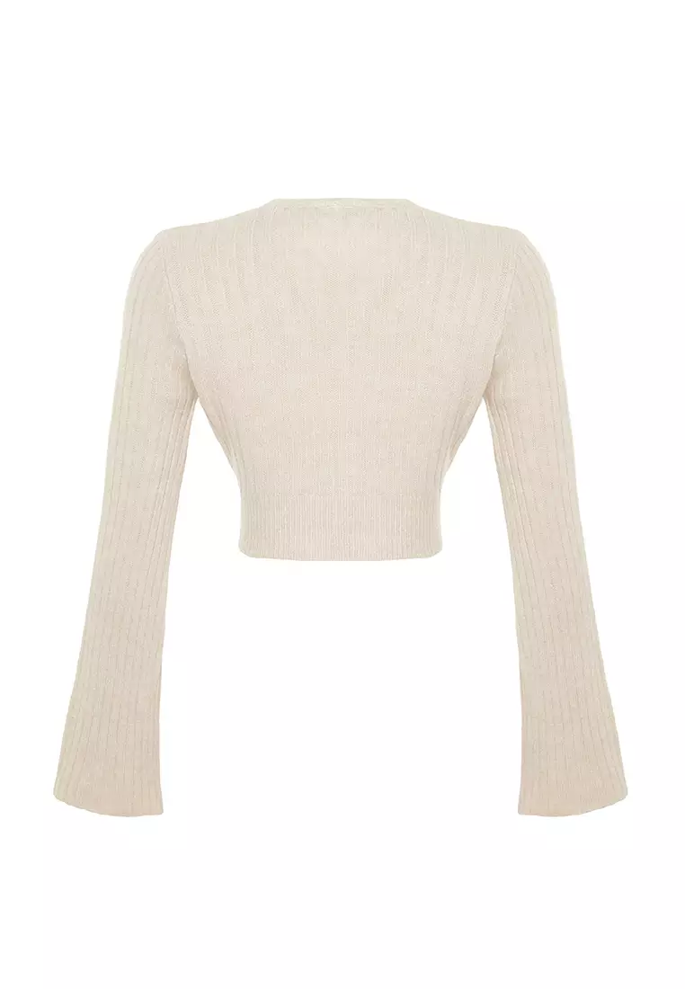 Stone Crop Soft Textured Double Breasted Knitwear Sweater TWOAW24KZ00381