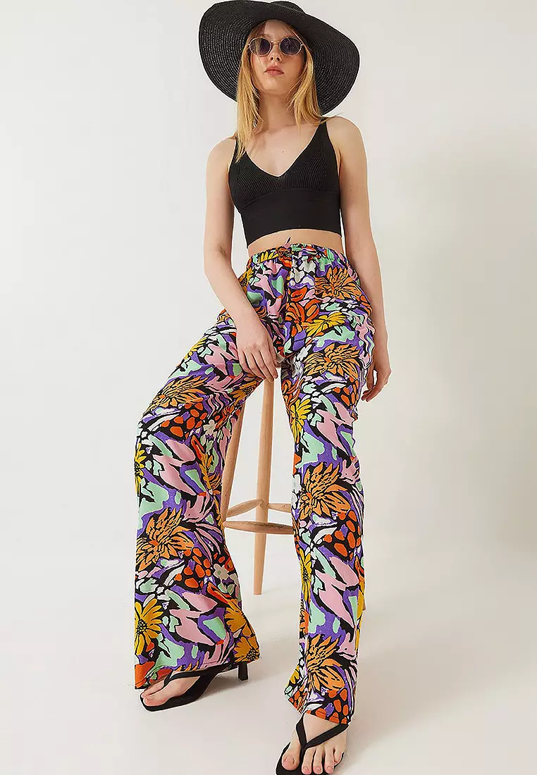 Waist Tied Patterned Trousers