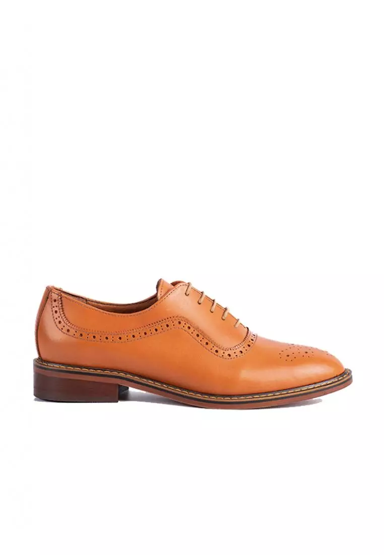 Discount on Bristol Shoes  shoes - SKU: Margaret Tan Brown Brogued Oxfords