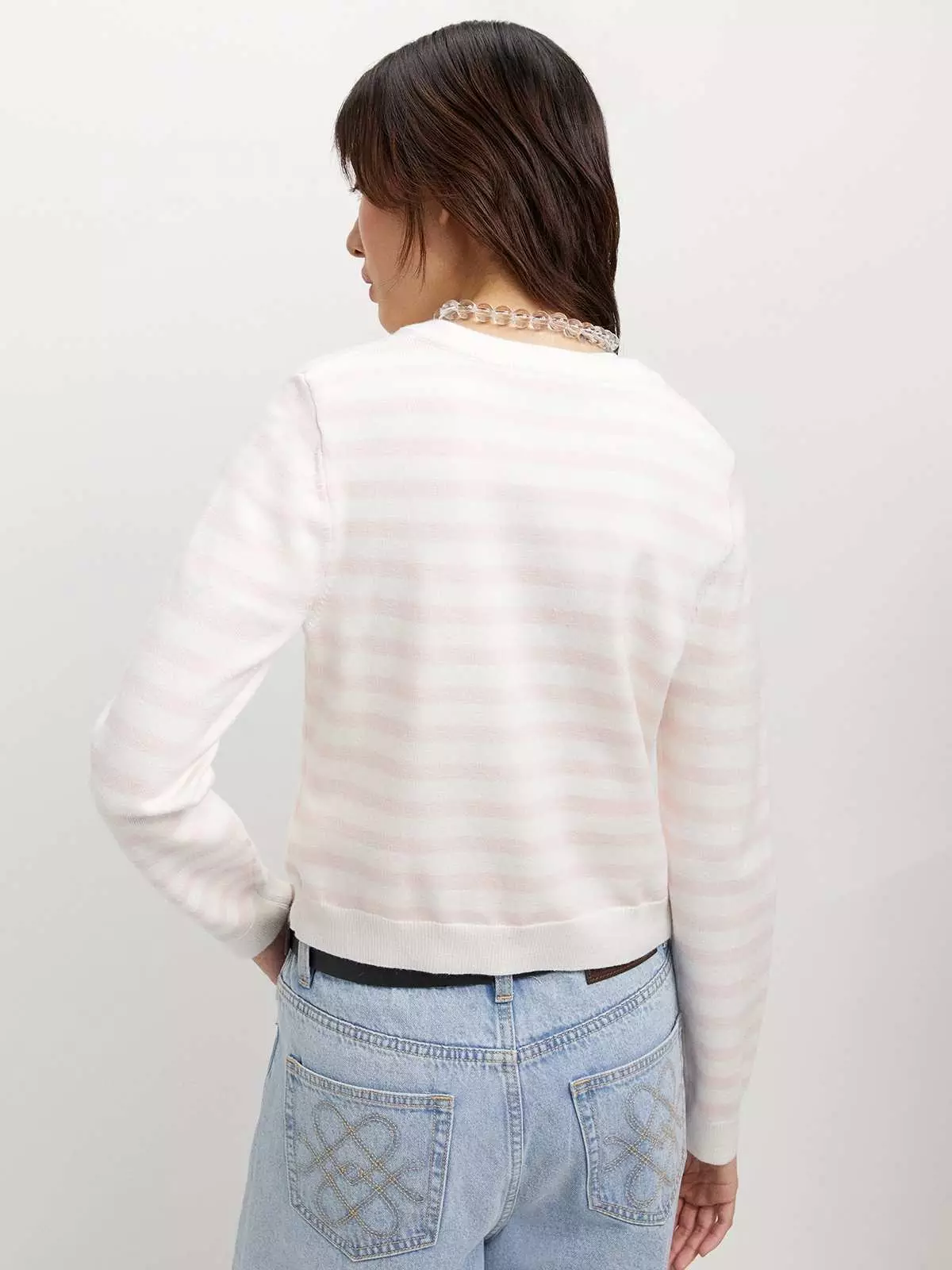 Stripe Knit Cardigan - Pink