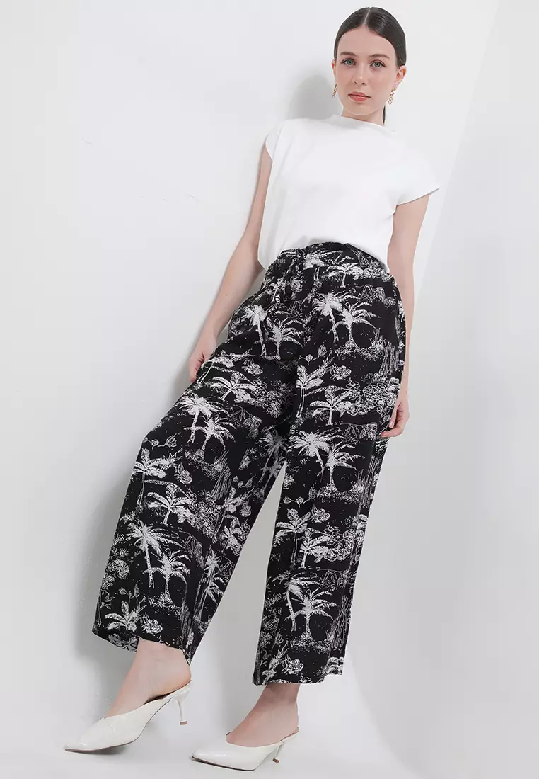 Celana Panjang Kulot Motif Pohon Kelapa