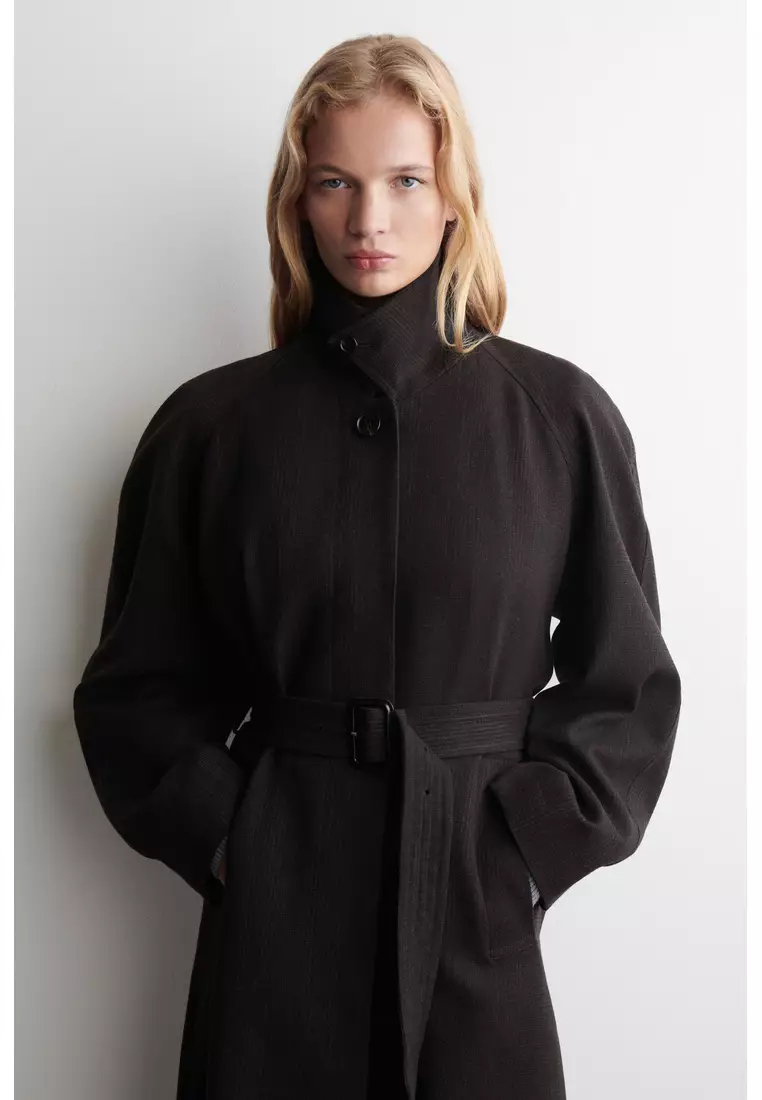 WOOL-BLEND LONG TRENCH COAT