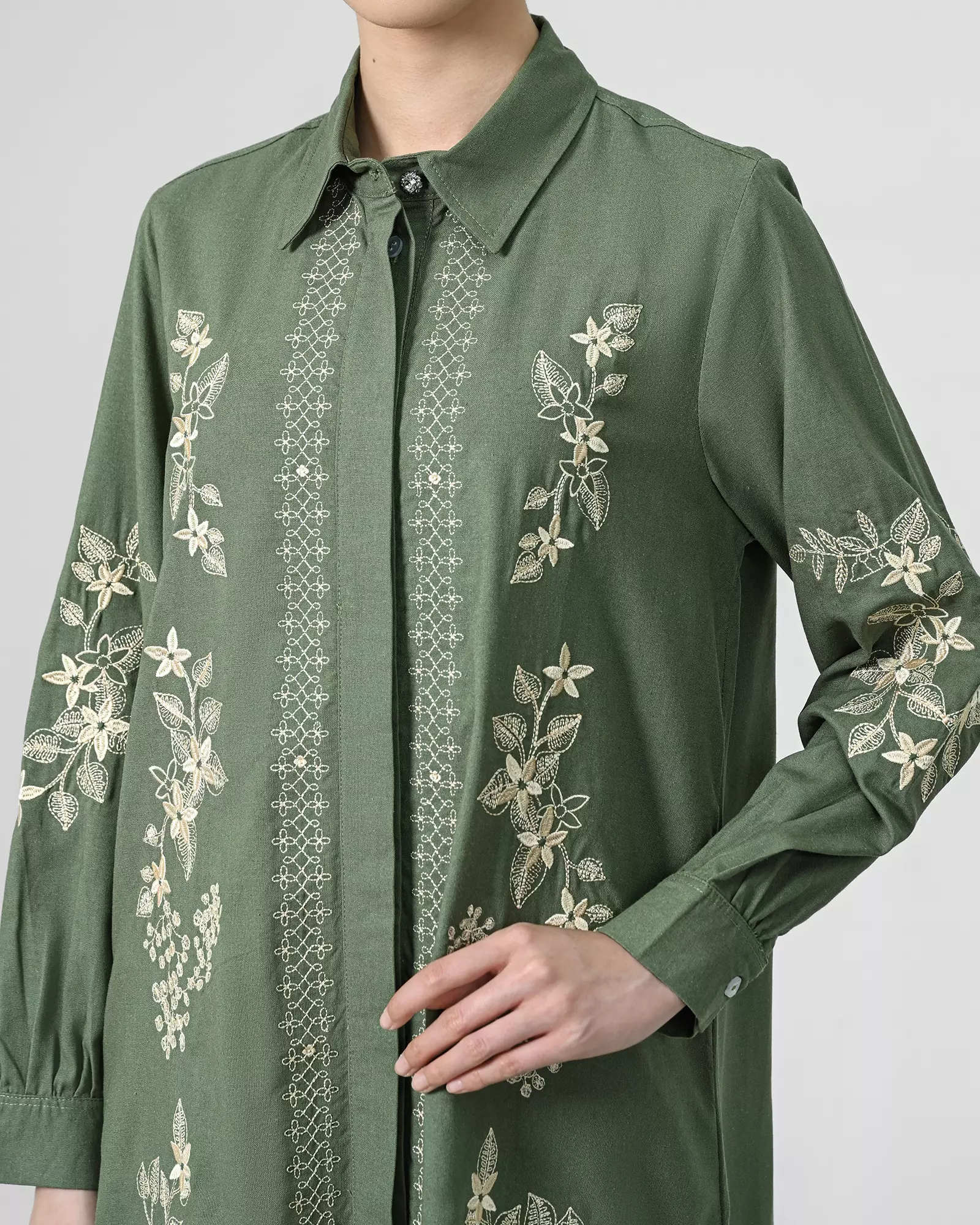 Geulis.id GLORIOSA LINEN TUNIC - ARMY