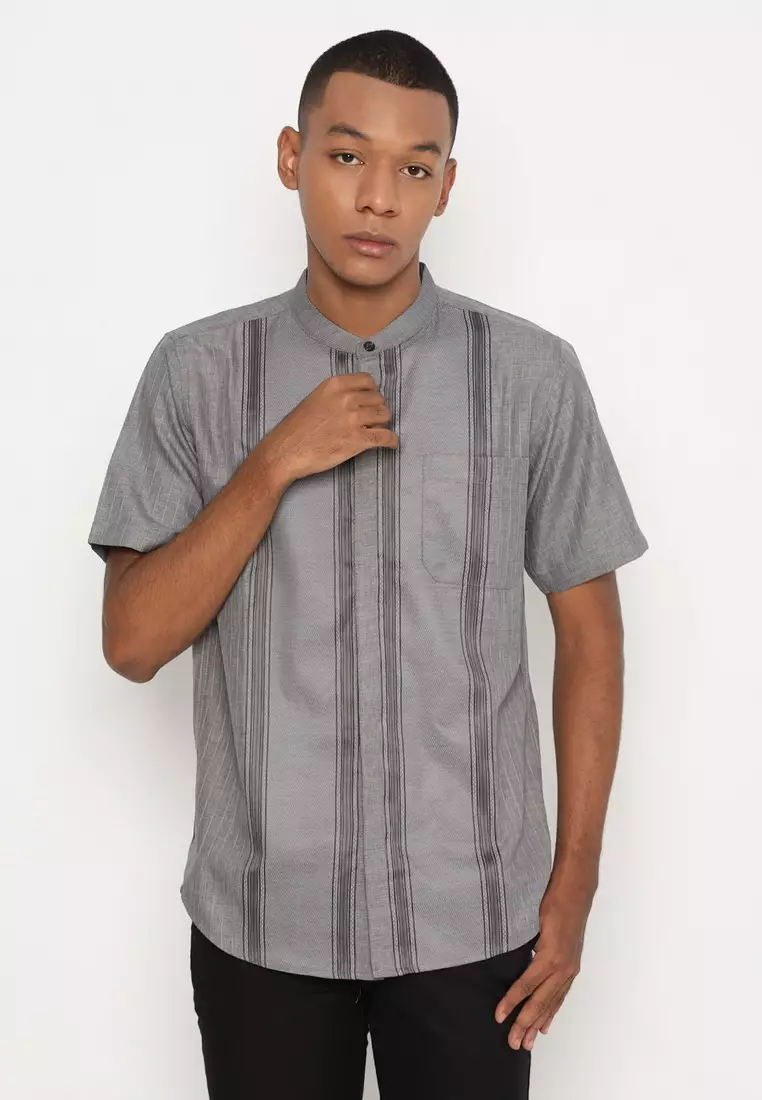 RBJ Kemeja Koko Border Abu Regular Fit Pria