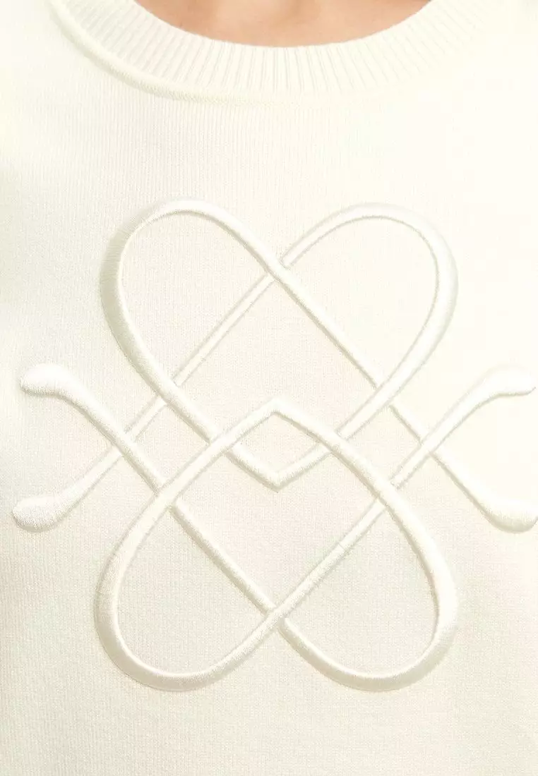 Embroidered Knit Top - Cream