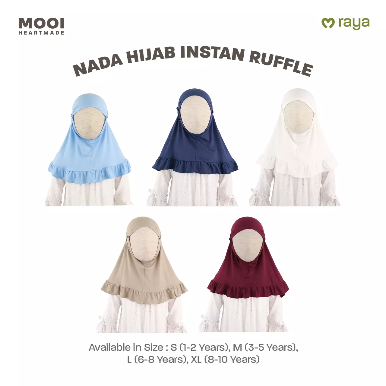 Mooi Hijab Ruffle Instant Anak Jilbab Anak Perempuan Nada Hijab - Brown Beige