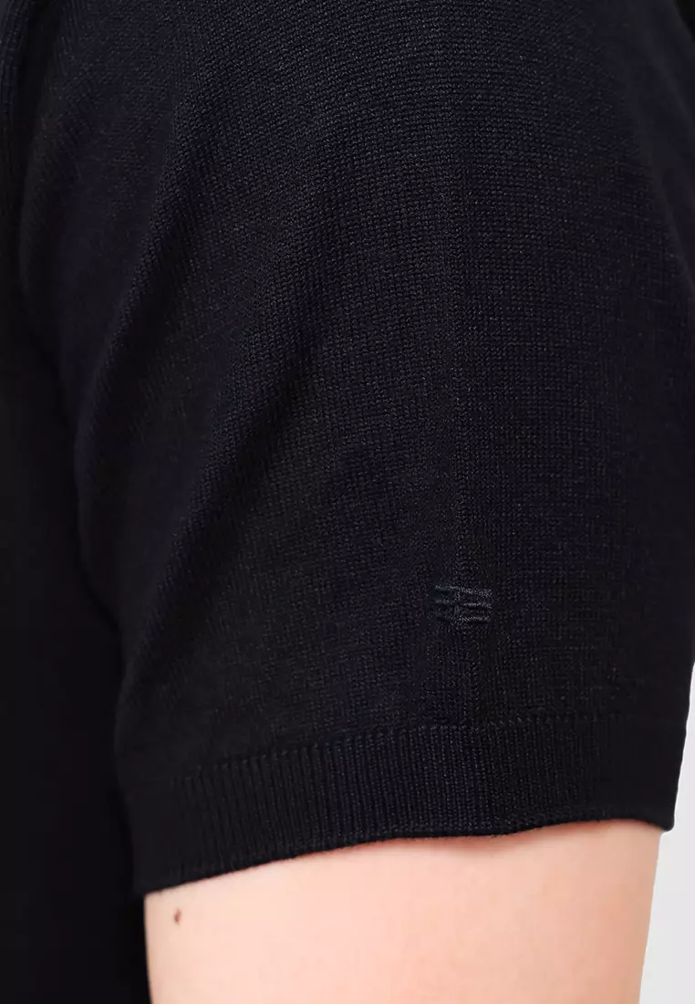 MANZONE X Hermanto Tanoko - Kaos Knit Lengan Pendek Pria Nobel 02 - Black Colour Black