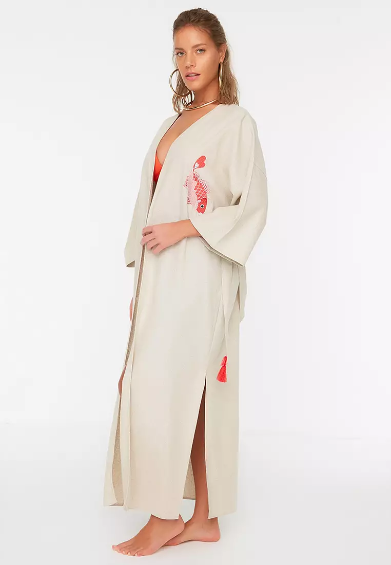 Buy Trendyol Embroidery Beach Kimono/Kaftan Online | ZALORA Malaysia