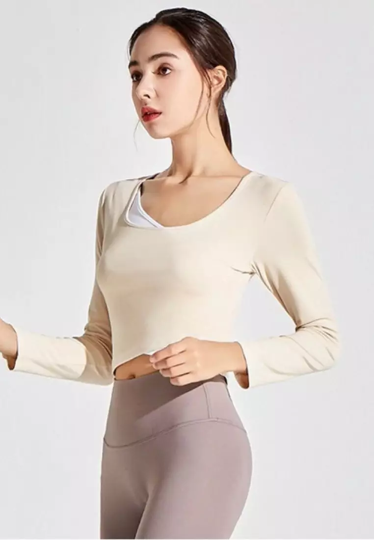 Flow Top – Women's 2-Tone Long Sleeve Crop Top for Gym & Activewear