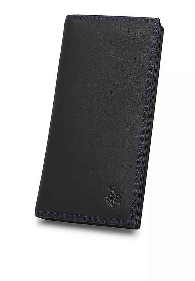Men's Genuine Leather RFID Blocking Long Wallet - Black