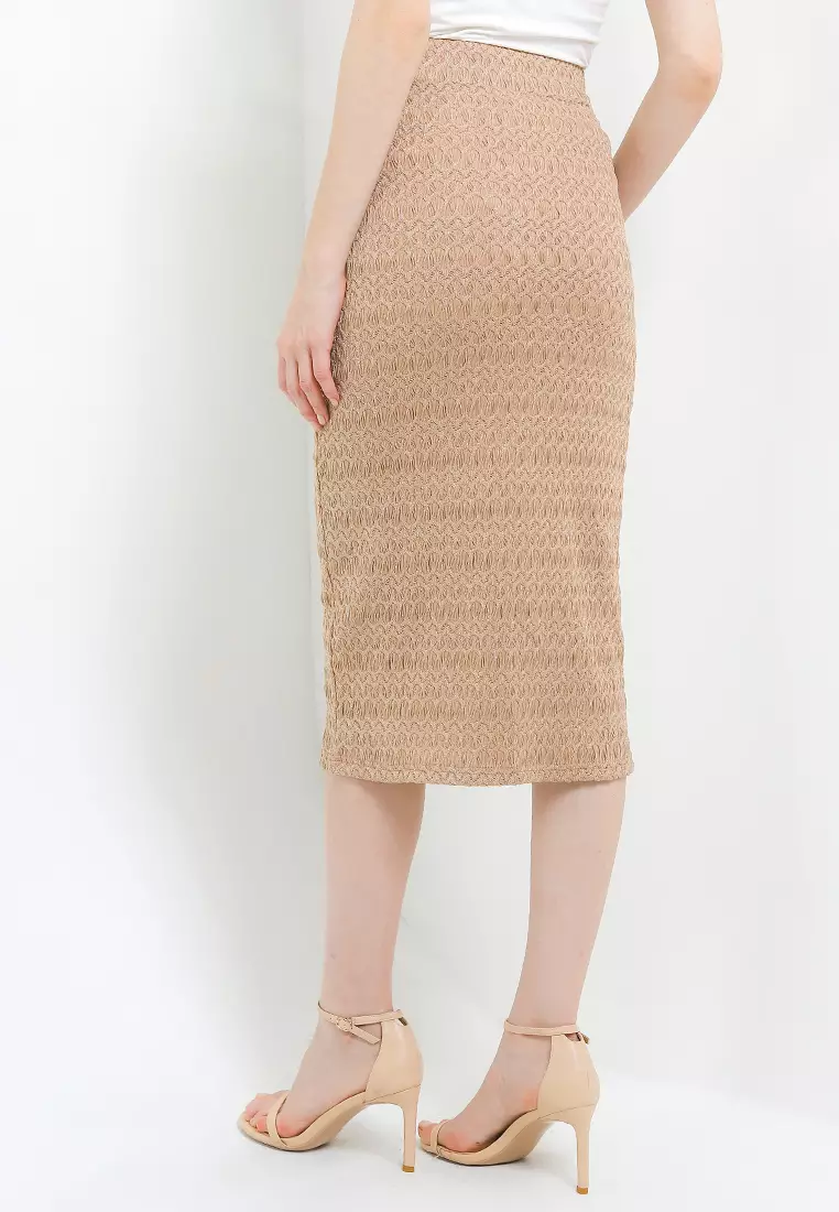 Midi Lattice Knit Pencil Skirt