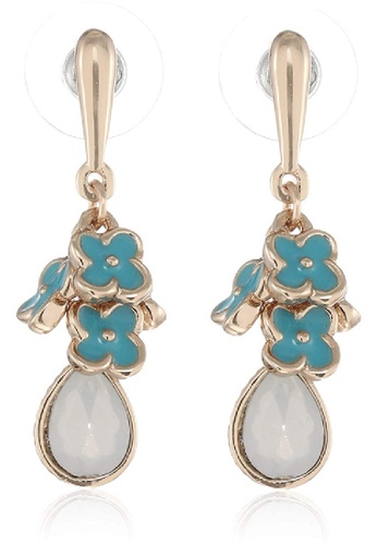 estele blue Estele Rose Gold Plated Aqua coloured Charms Hanging Earrings for Women DE782AC8DC2BB6GS_1