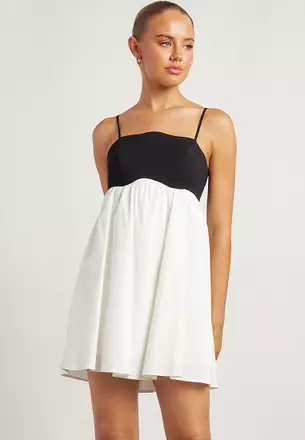 chinese dress ladies Brown Linen Balliet Mini Dress