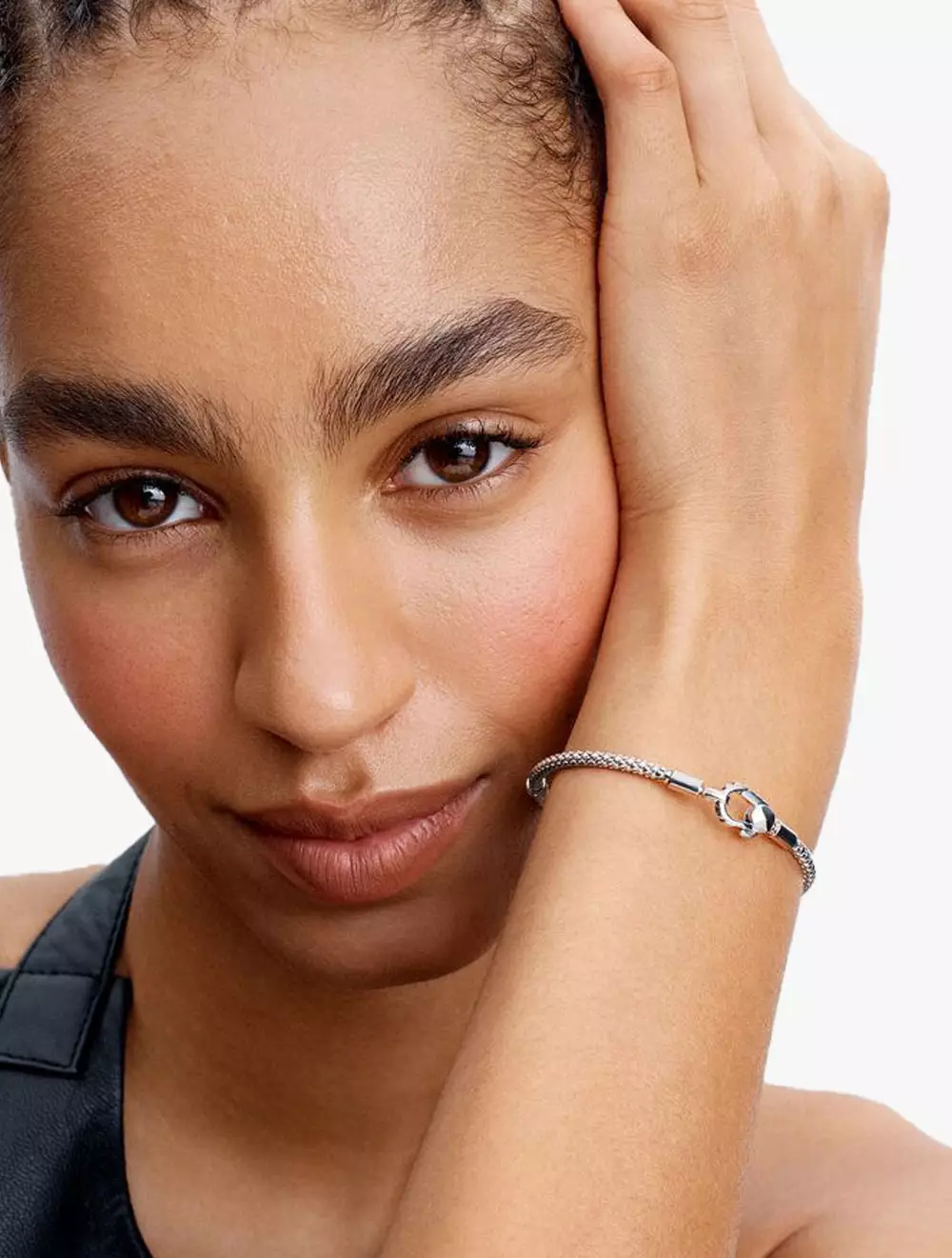 Studded chain sterling silver bracelet