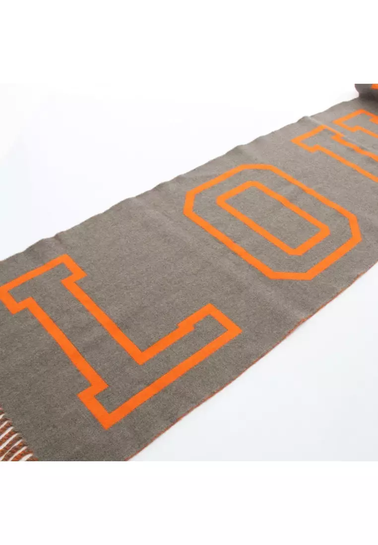 Pre-Loved Louis Vuitton Écharpe City Fluorescent Scarf wool cashmere orange gray