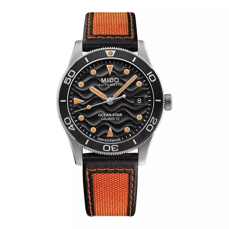 Jam Tangan Pria Mido Ocean Star 39 M026.907.17.051.00 Black Pattern Dial Dual Tone Textile And Leather Strap