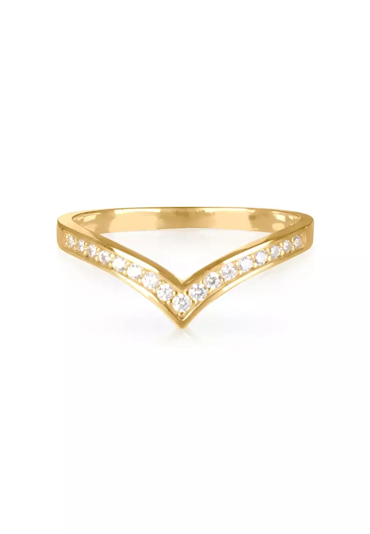 Pavé Wishbone Ring 14k Gold