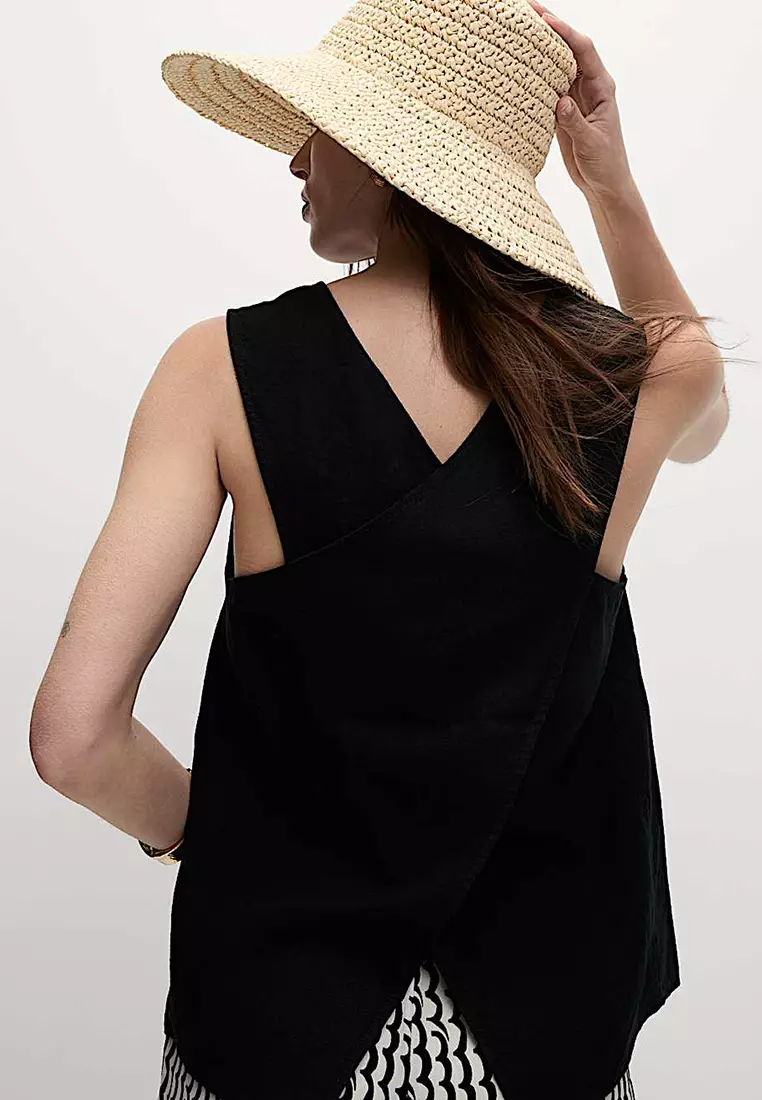 Linen Rich Cross Back Tank Top