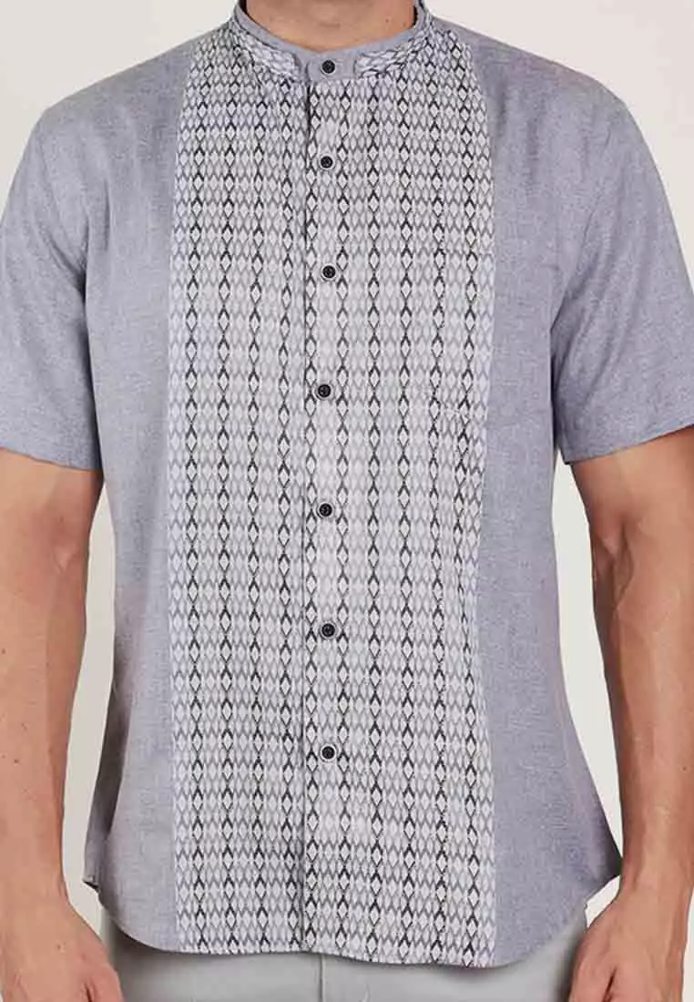 KOKO LAGAWI PURPLE Kemeja Casual Formal Pria Lengan Pendek SS - Baju Atasan Top Man Muslim Shirt