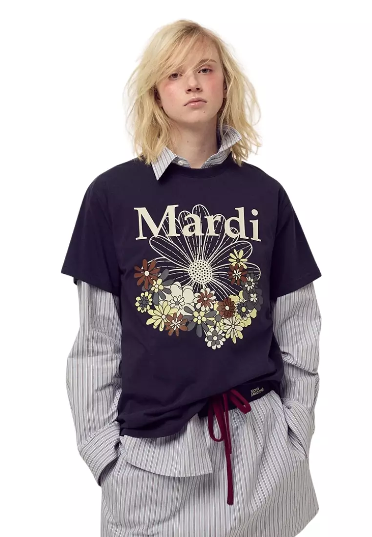 Tshirt Flowermardi Jardin - Navy Ivory
