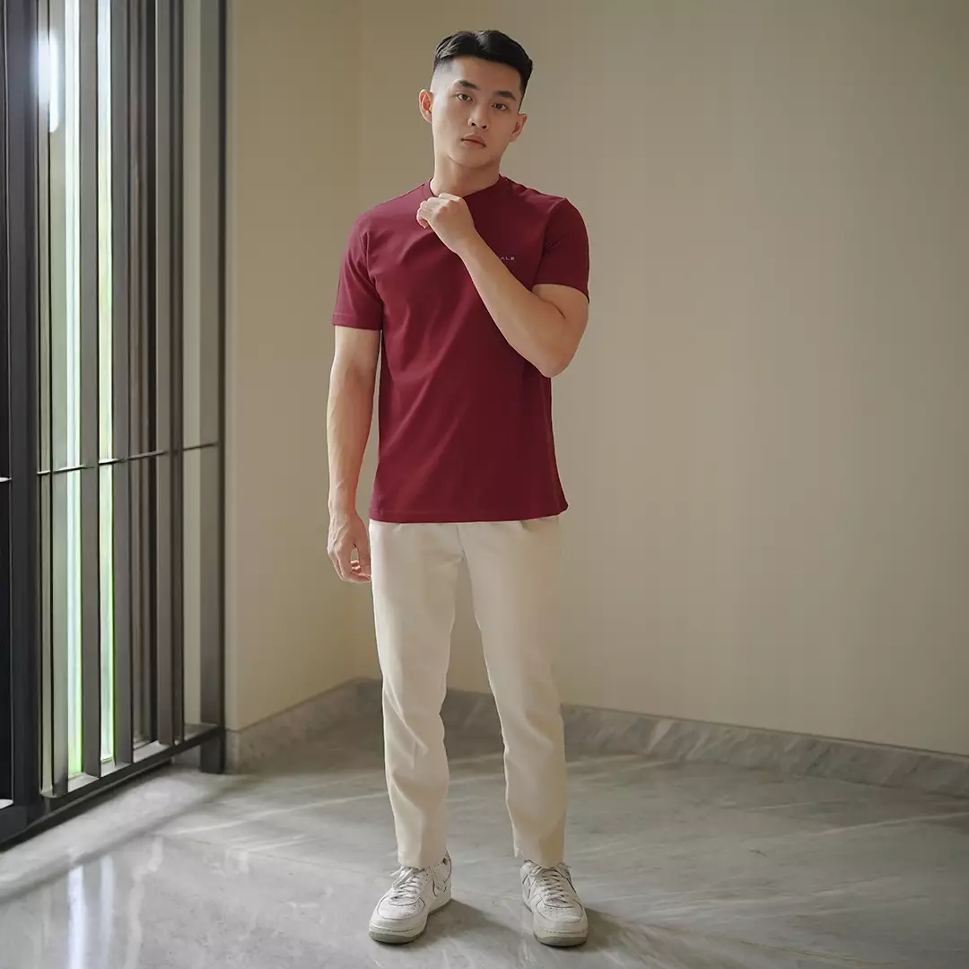 Kale JUNO MAROON/ Cotton Cloudy / Atasan Kaos Pria / Kaos Basic Pria 