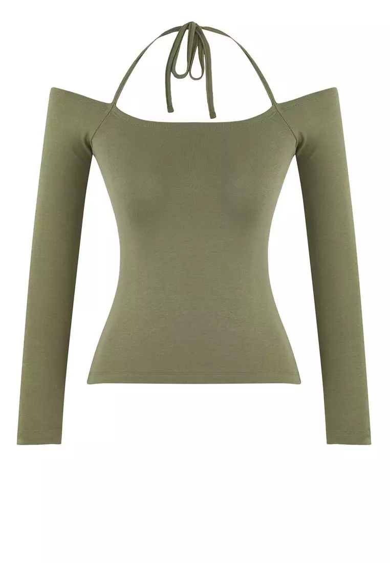 Halter Neck Off-Shoulder Blouse