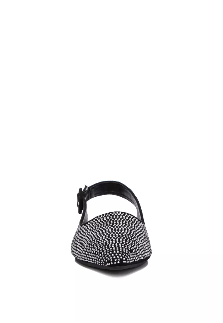 Bagal Slingback Berlian Imitasi Hitam