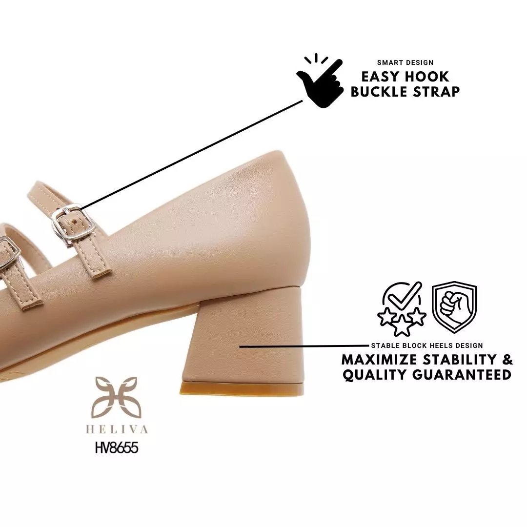 HELIVA ANVERA Mary Jane Heels Double Strap Sol 4.5cm HV8655