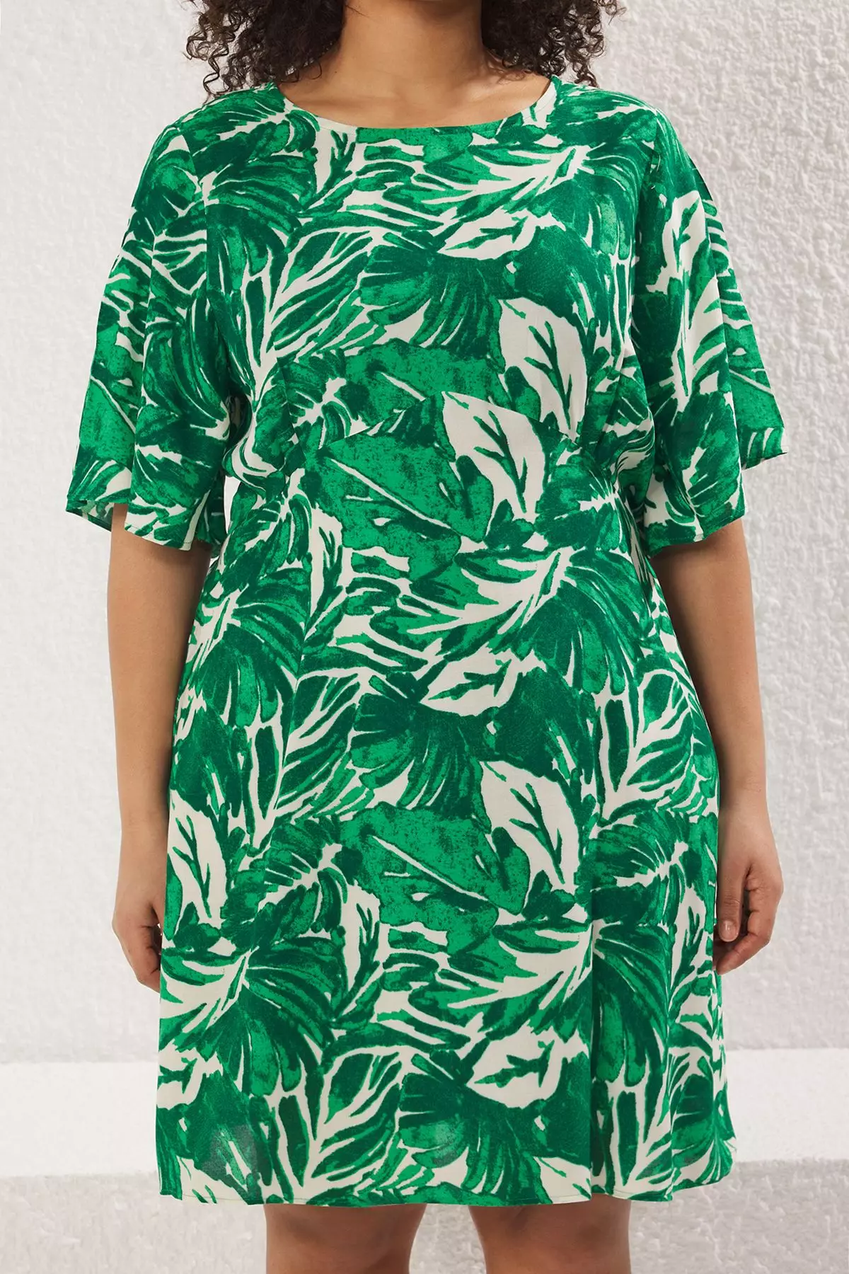 Tropical Floral A-Line Viscose Mini Woven Dress