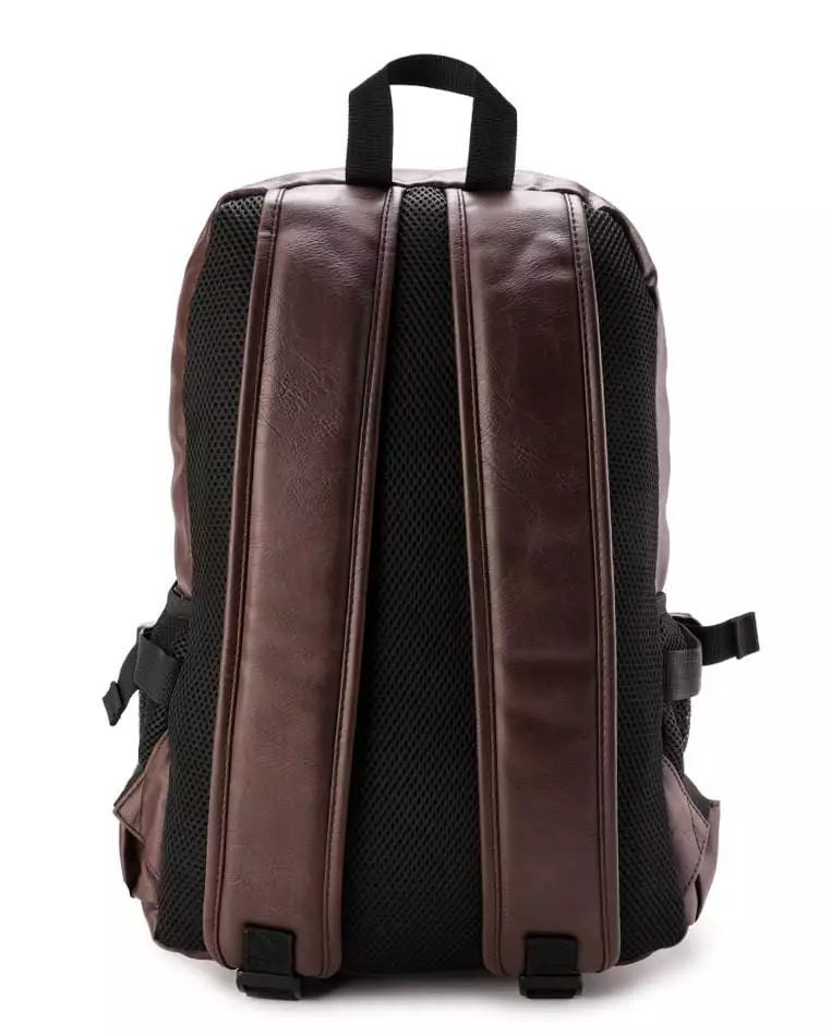 Distressed Leather Mesh Backpack