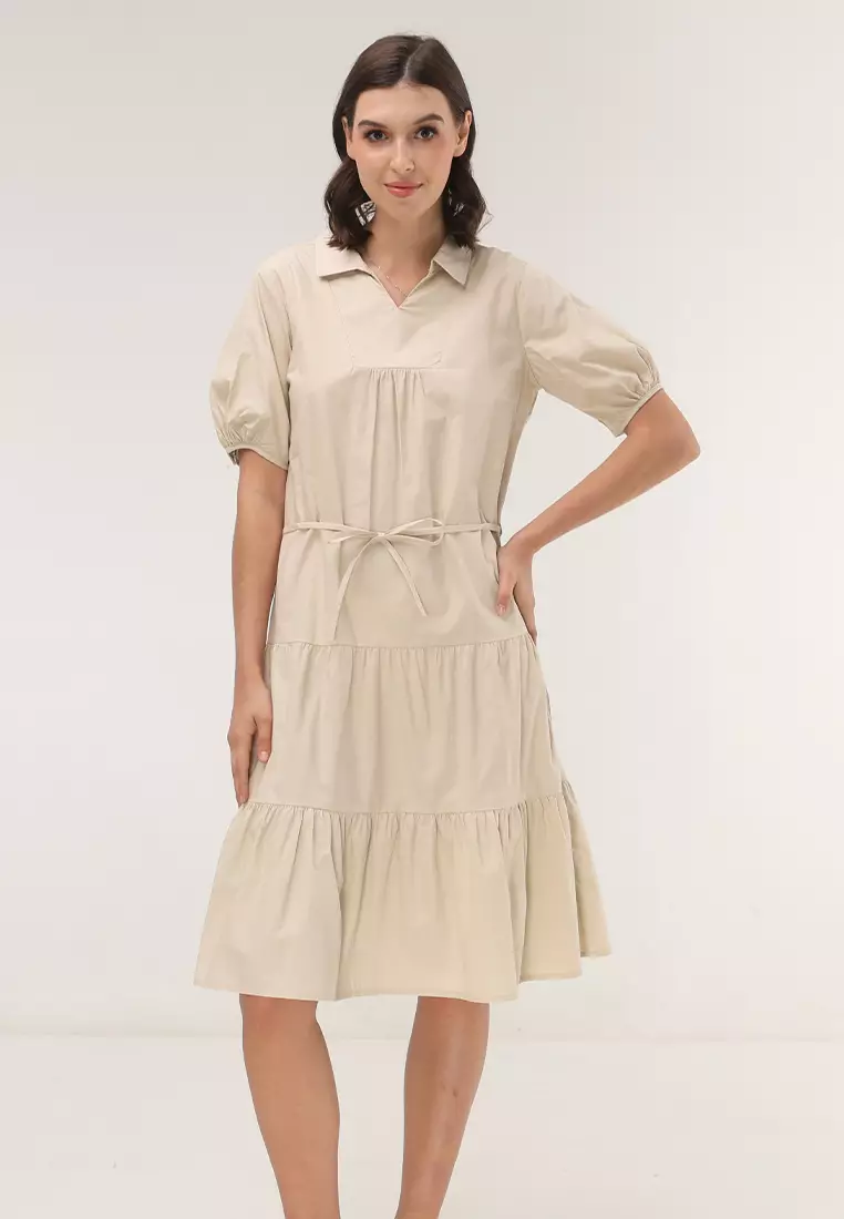 Cotton Poplin Short Sleeve Dress