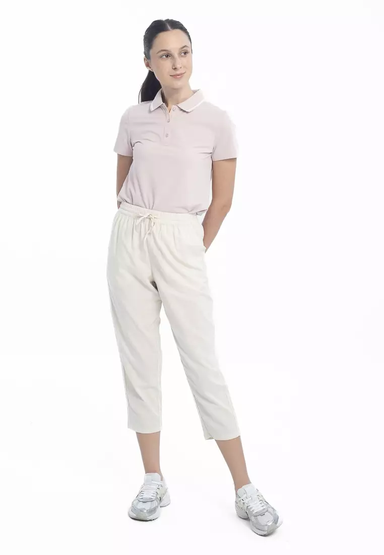 Ladies' Drawstring Pants with Linen Texture