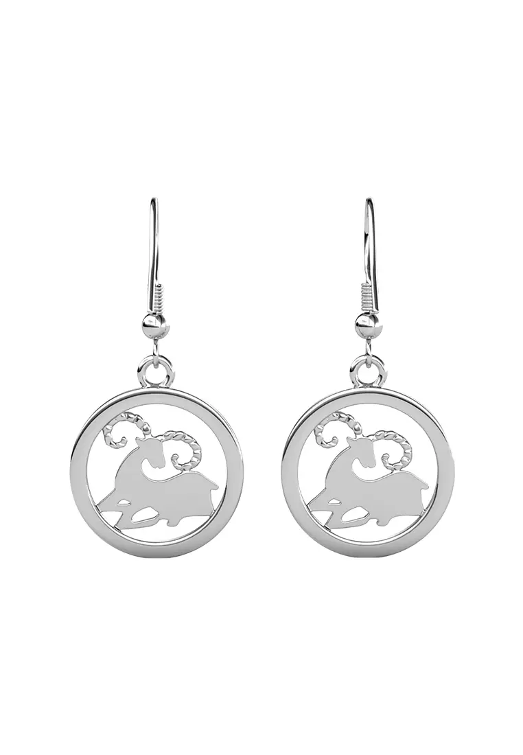 Horoscope Circlet Hook Earring Aries WG  - Anting Crystal Swarovski by Her Jewellery