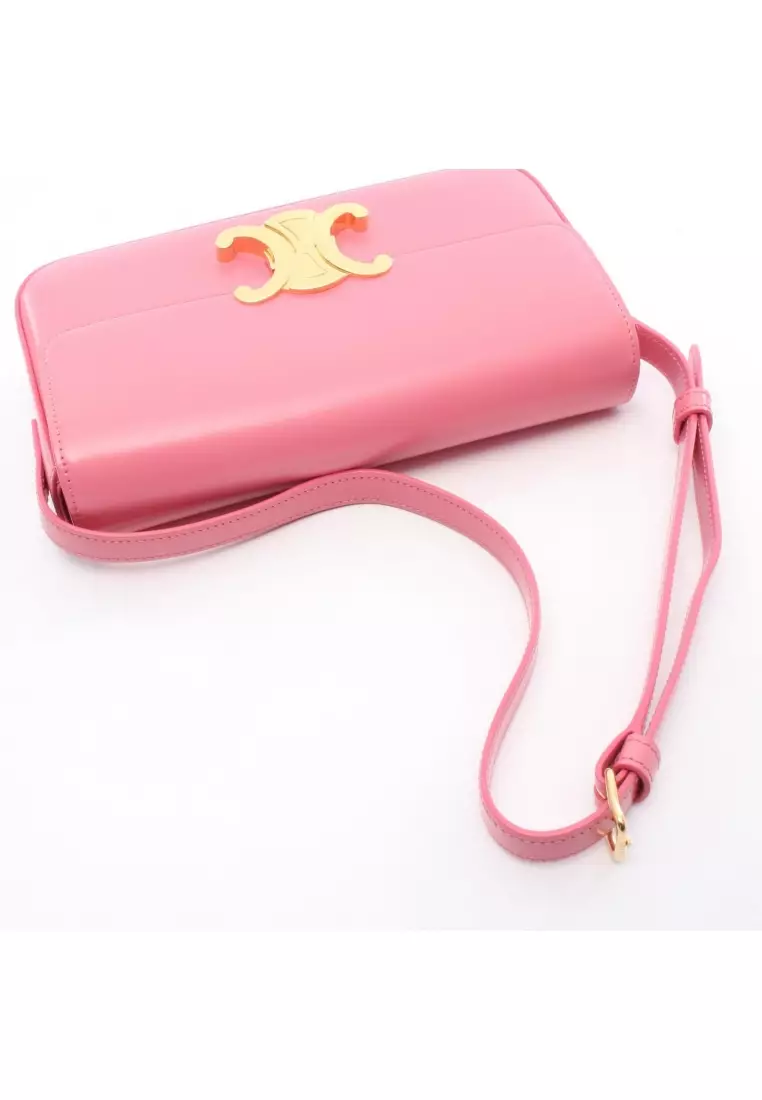 Pre-Loved Celine Claude Triomphe one shoulder bag leather pink