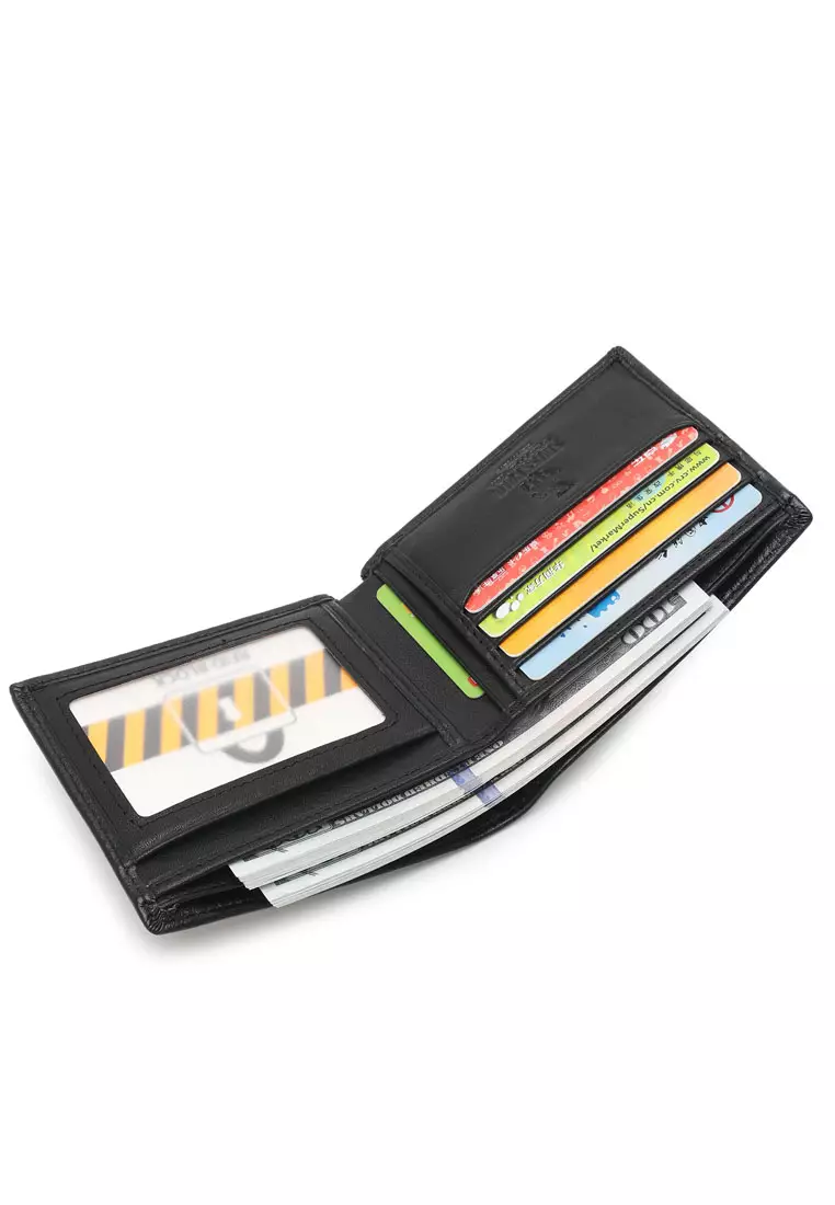 Genuine Leather RFID Short Wallet - Black